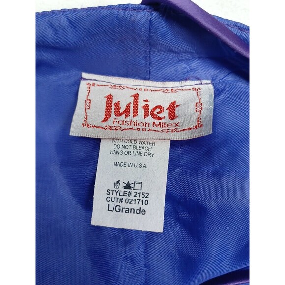 Juliet Fashion Milex Purple White Dress Spaghetti Strap Bow Sz L - Picture 7 of 7